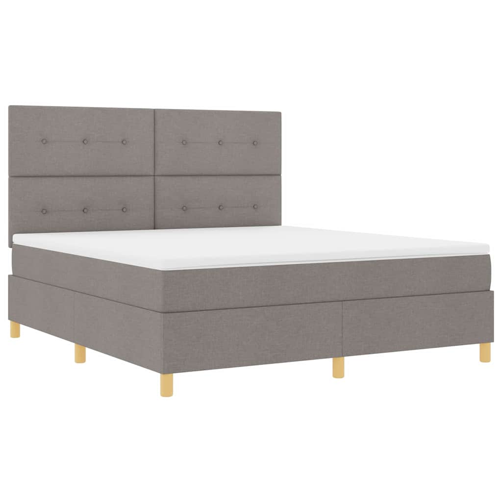 LED Boxspringbett mit Matratze Taupe 180 x 200 cm Stoff