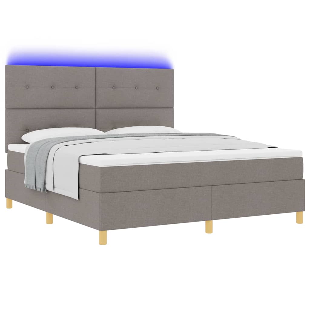 LED Boxspringbett mit Matratze Taupe 180 x 200 cm Stoff