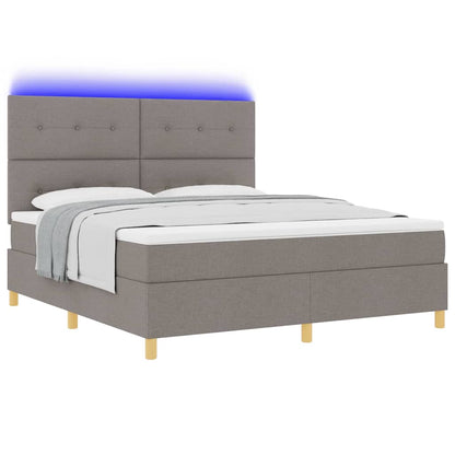 LED Boxspringbett mit Matratze Taupe 180 x 200 cm Stoff