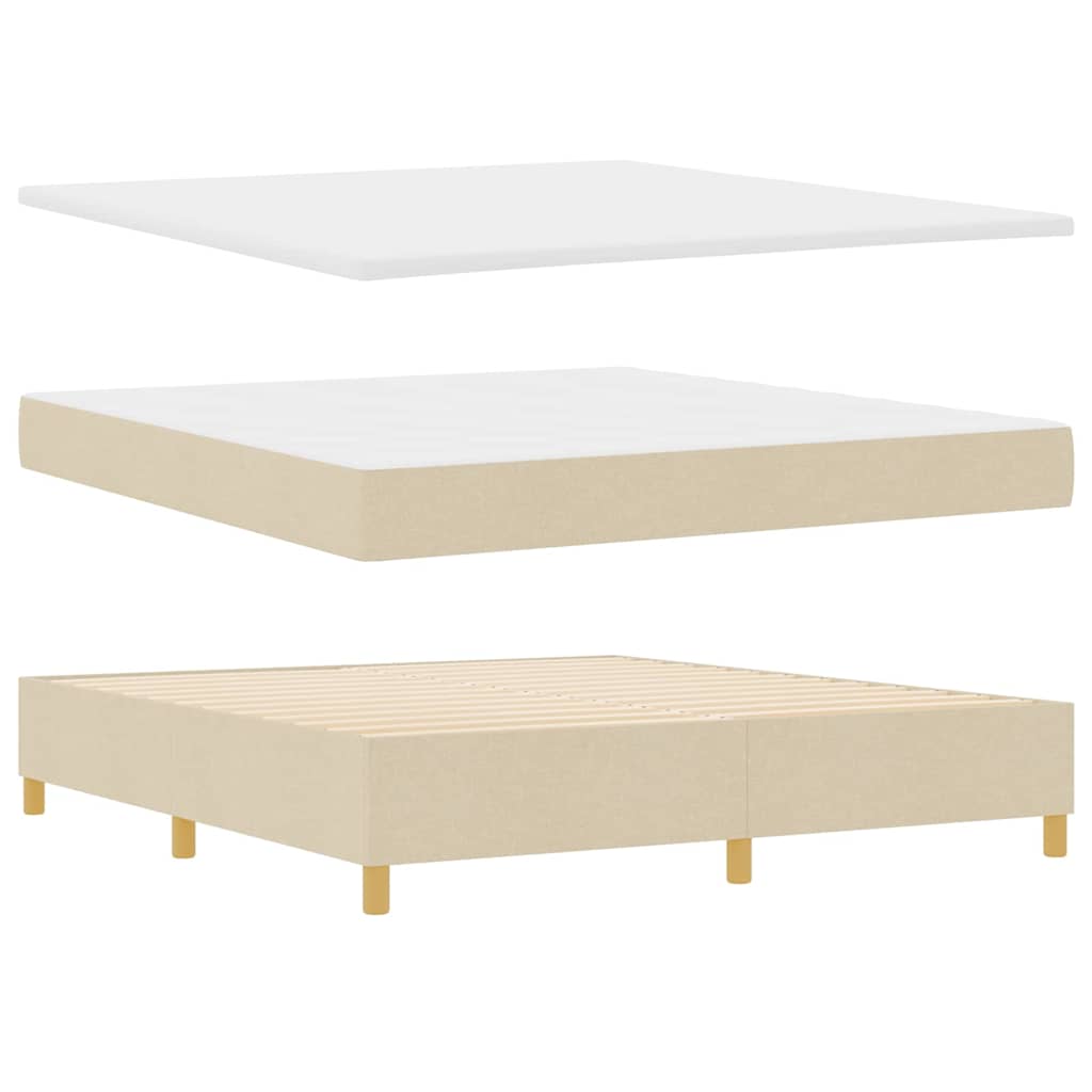 LED Boxspringbett mit Matratze Creme 180 x 200 cm Stoff
