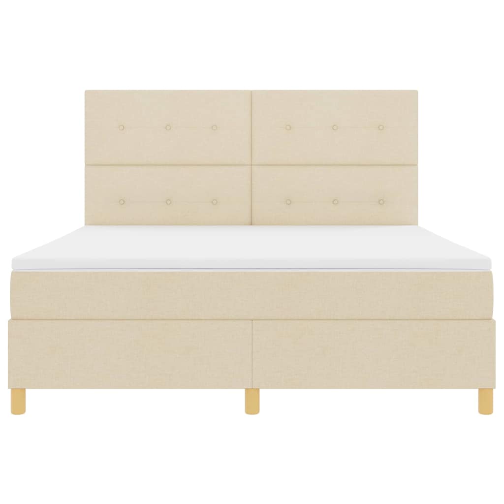 LED Boxspringbett mit Matratze Creme 180 x 200 cm Stoff