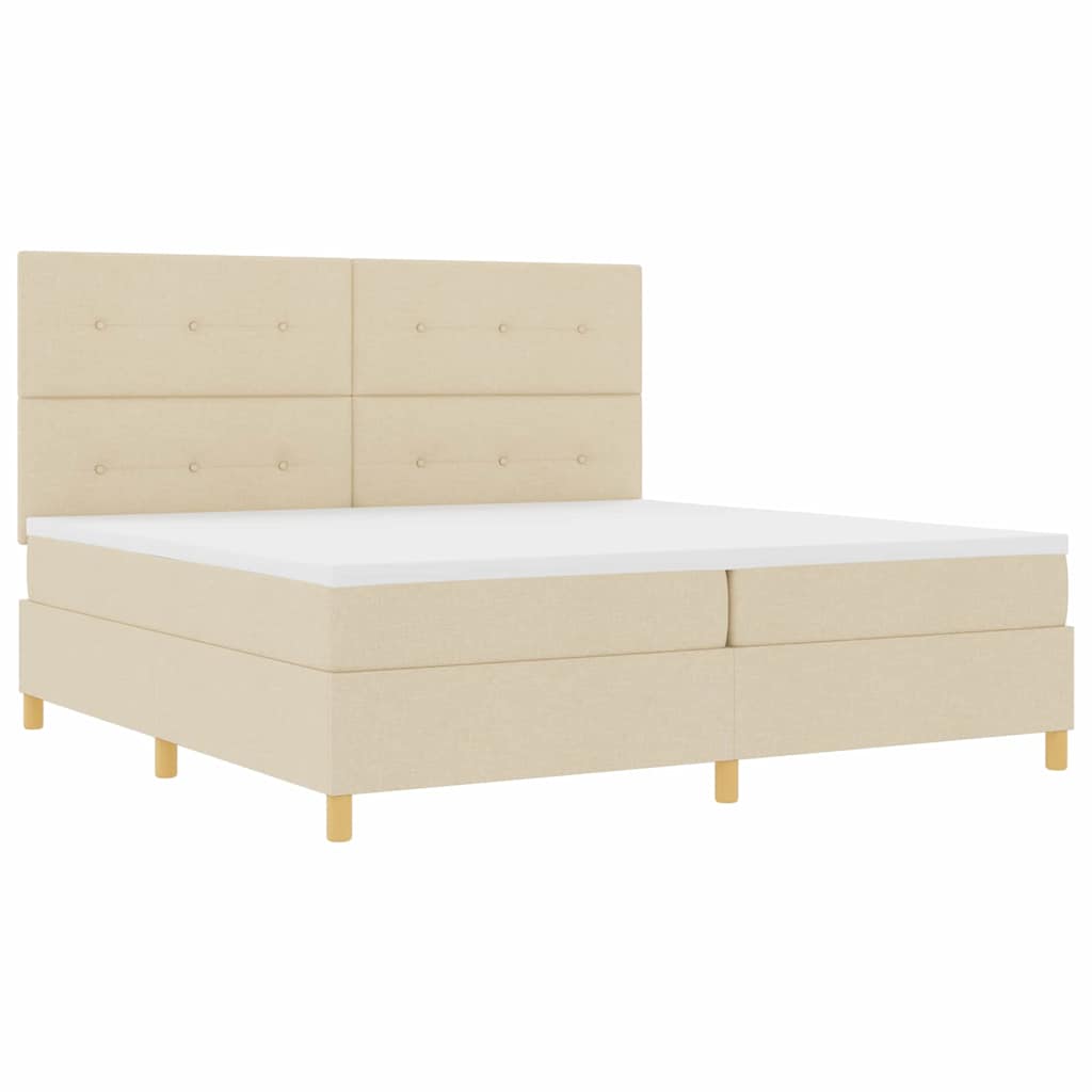 LED Boxspringbett mit Matratze Creme 200 x 200 cm Stoff