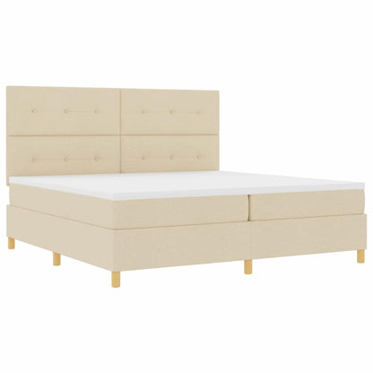 LED Boxspringbett mit Matratze Creme 200 x 200 cm Stoff