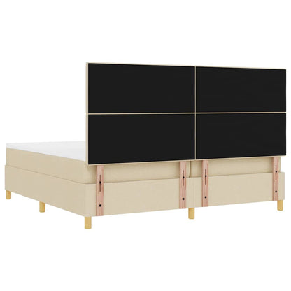 LED Boxspringbett mit Matratze Creme 200 x 200 cm Stoff
