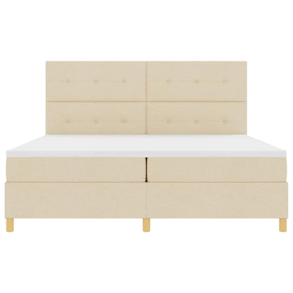 LED Boxspringbett mit Matratze Creme 200 x 200 cm Stoff