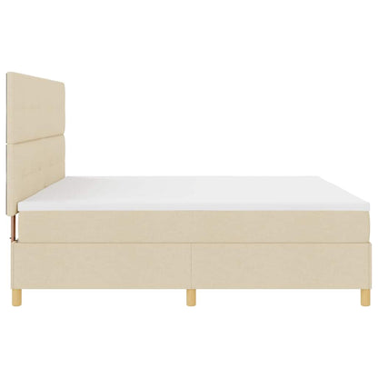 LED Boxspringbett mit Matratze Creme 200 x 200 cm Stoff