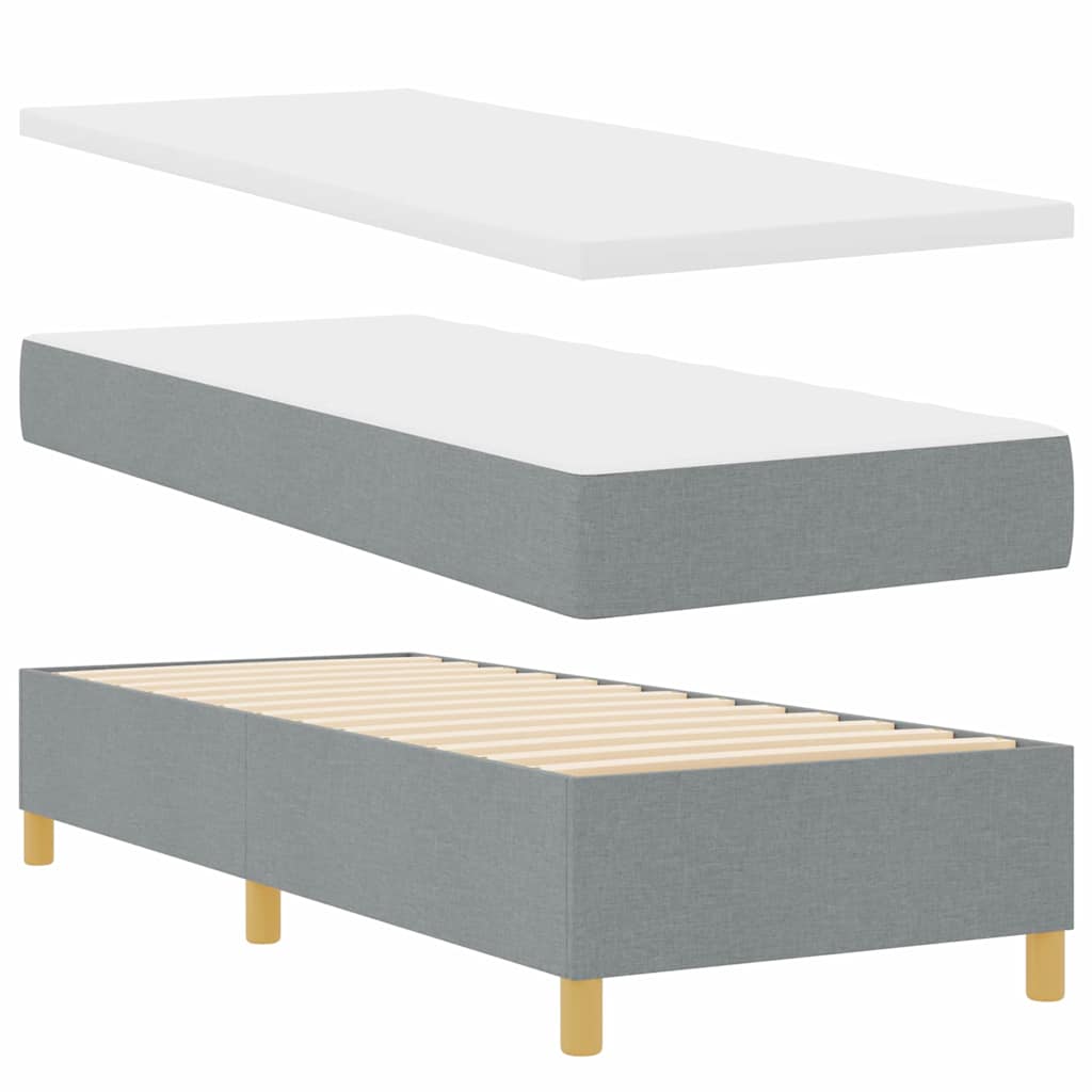 LED Boxspringbett mit Matratze Hellgrau 80 x 200 cm Stoff