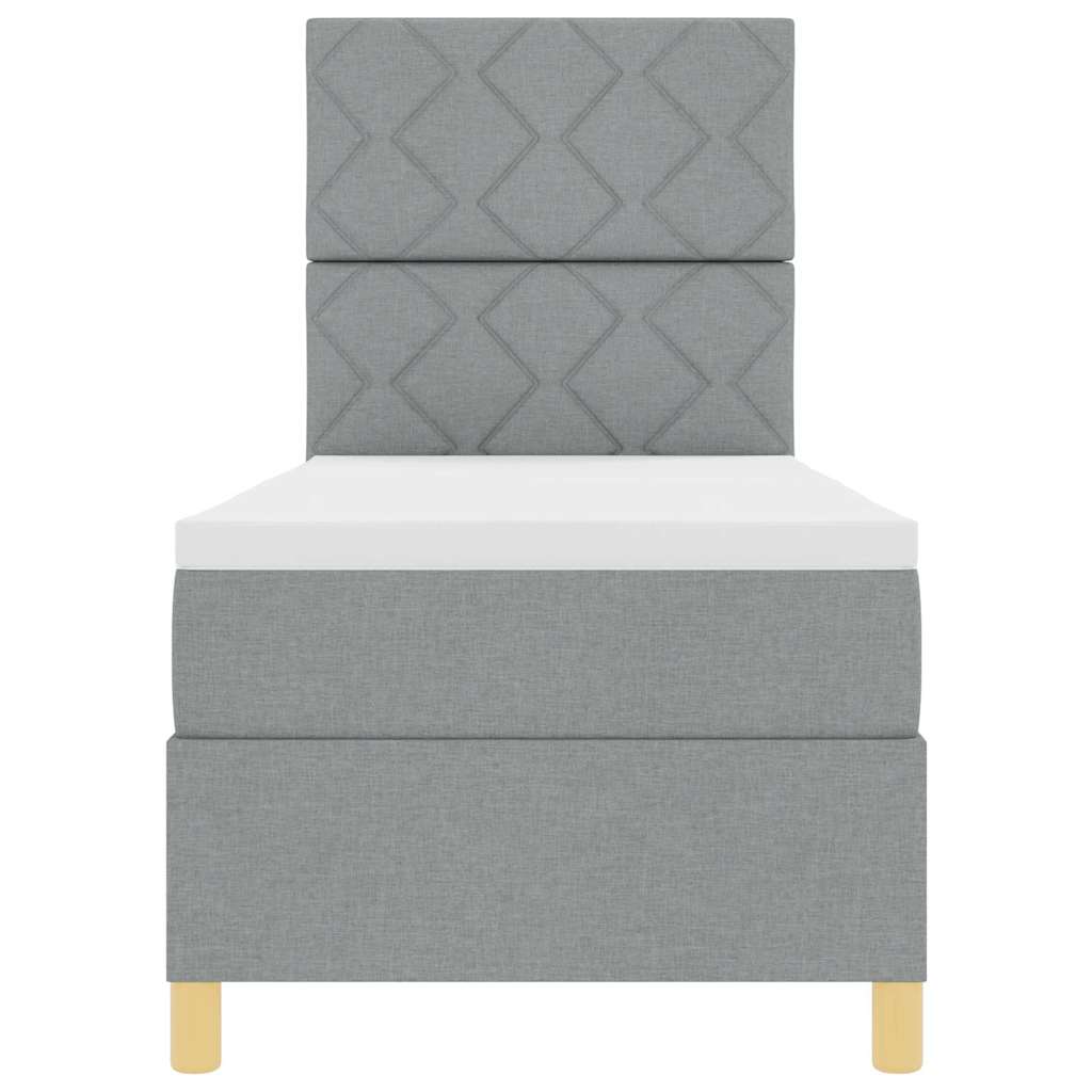 LED Boxspringbett mit Matratze Hellgrau 80 x 200 cm Stoff