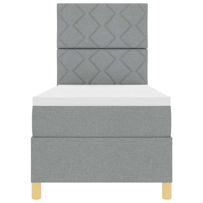 LED Boxspringbett mit Matratze Hellgrau 80 x 200 cm Stoff