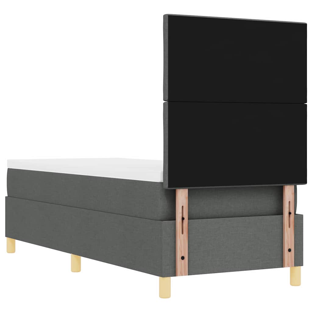 LED Boxspringbett mit Matratze Dunkelgrau 80 x 200 cm Stoff