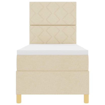 LED Boxspringbett mit Matratze Creme 80 x 200 cm Stoff