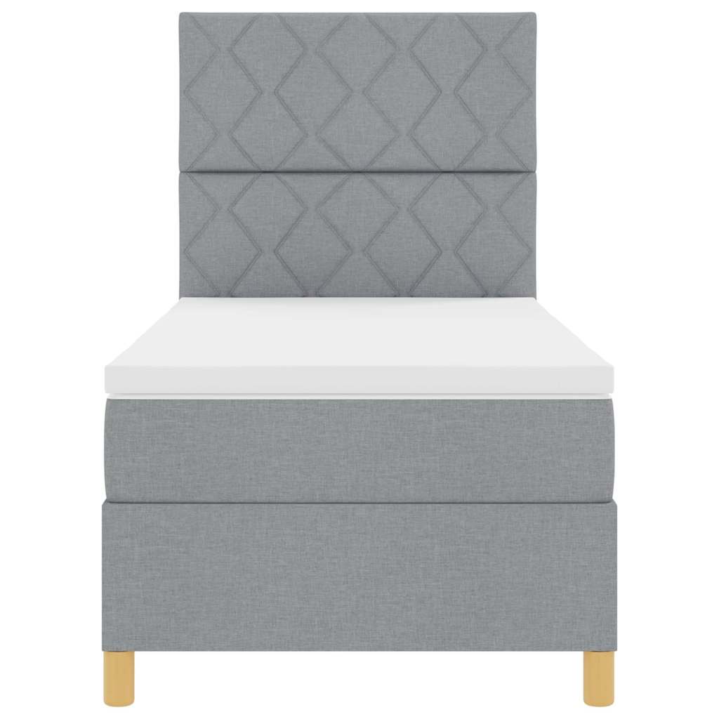 LED Boxspringbett mit Matratze Hellgrau 100 x 200 cm Stoff