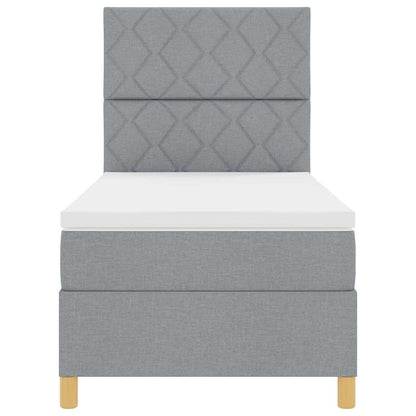 LED Boxspringbett mit Matratze Hellgrau 100 x 200 cm Stoff