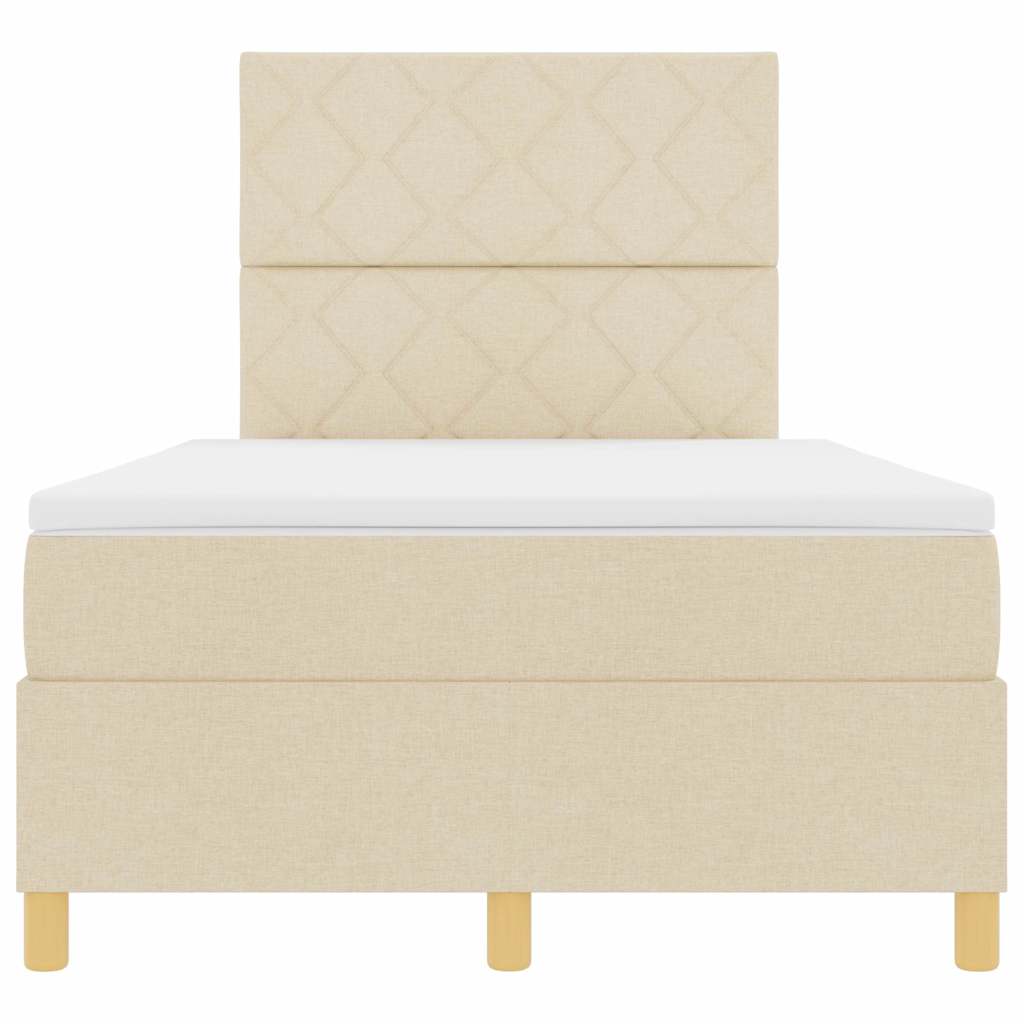 LED Boxspringbett mit Matratze Creme 120 x 200 cm Stoff