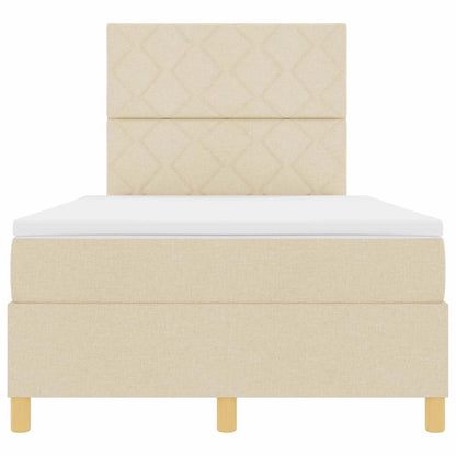 LED Boxspringbett mit Matratze Creme 120 x 200 cm Stoff