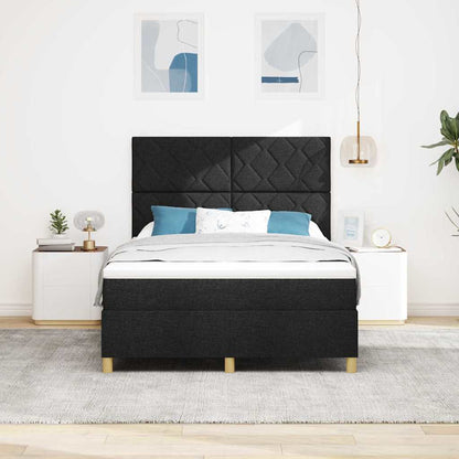 vidaXL LED Boxspringbett mit Matratze Schwarz 160 x 200 cm Stoff