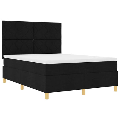 vidaXL LED Boxspringbett mit Matratze Schwarz 160 x 200 cm Stoff