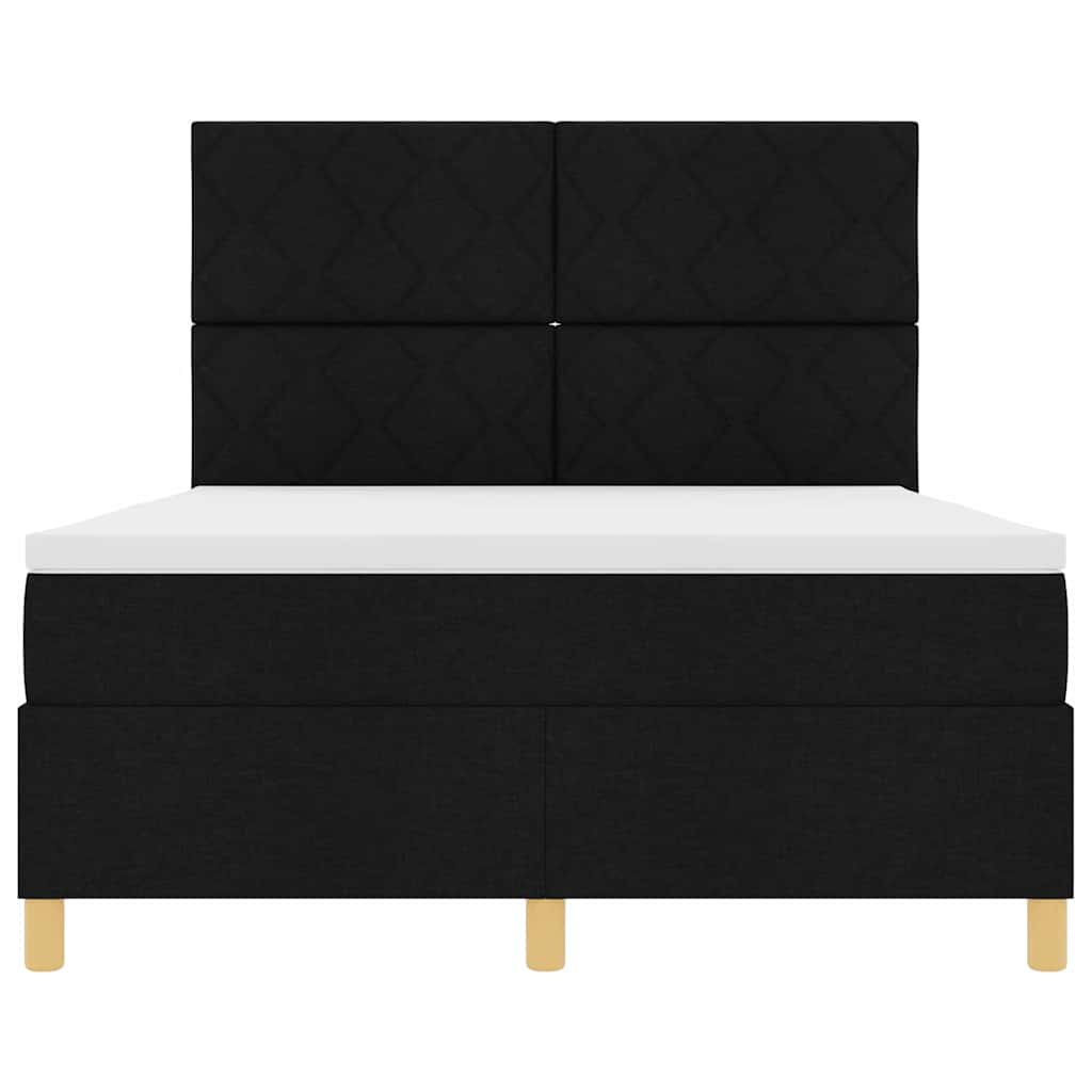vidaXL LED Boxspringbett mit Matratze Schwarz 160 x 200 cm Stoff