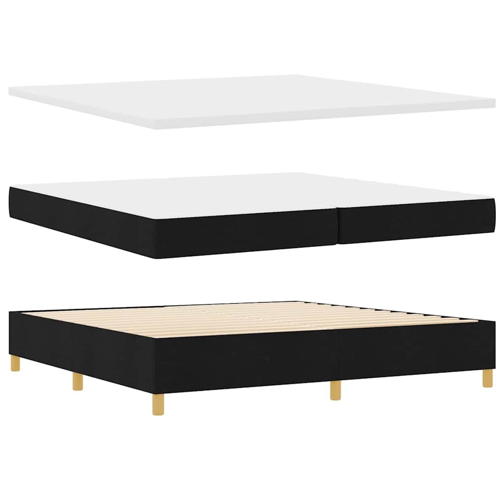 LED Boxspringbett mit Matratze Schwarz 200 x 200 cm Stoff