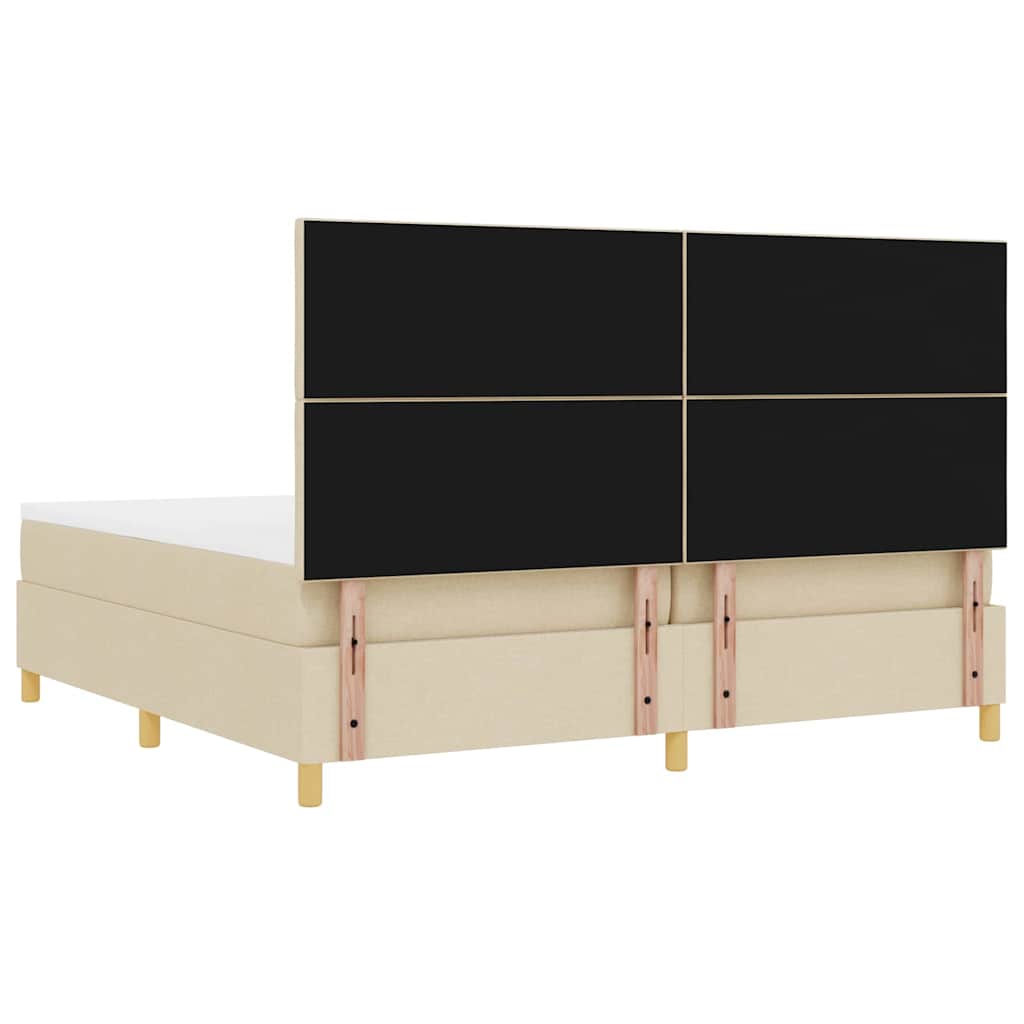 LED Boxspringbett mit Matratze Creme 200 x 200 cm Stoff