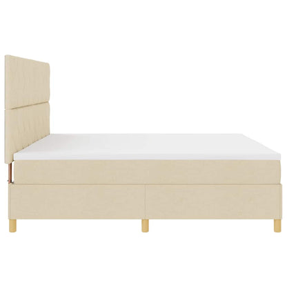 LED Boxspringbett mit Matratze Creme 200 x 200 cm Stoff