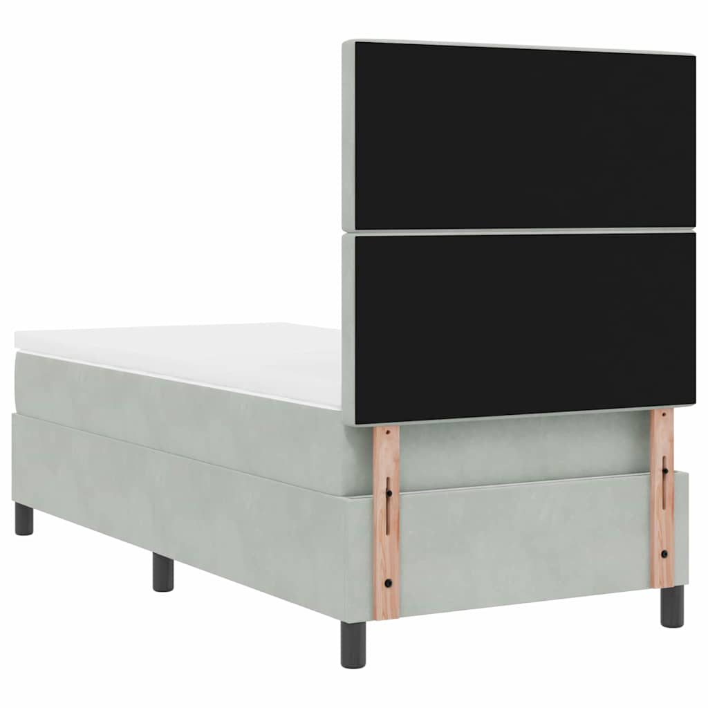 LED Boxspringbett mit Matratze Hellgrau 100 x 200 cm Stoff