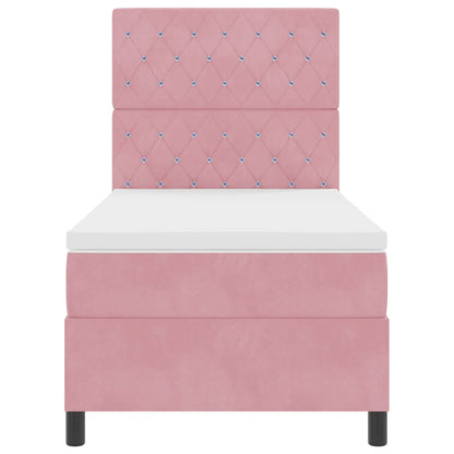 LED Boxspringbett mit Matratze Rosa 100 x 200 cm Stoff