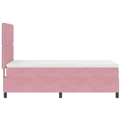 LED Boxspringbett mit Matratze Rosa 100 x 200 cm Stoff