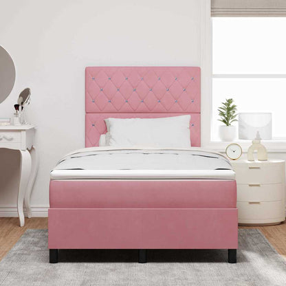 LED Boxspringbett mit Matratze Rosa 120 x 190 cm Stoff