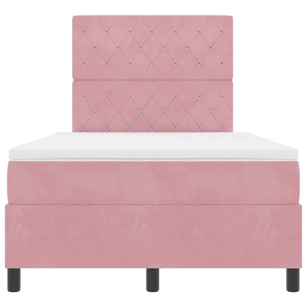 LED Boxspringbett mit Matratze Rosa 120 x 190 cm Stoff