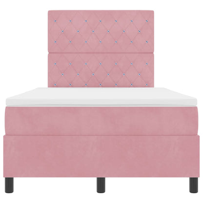 LED Boxspringbett mit Matratze Rosa 120 x 190 cm Stoff