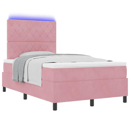 LED Boxspringbett mit Matratze Rosa 120 x 190 cm Stoff