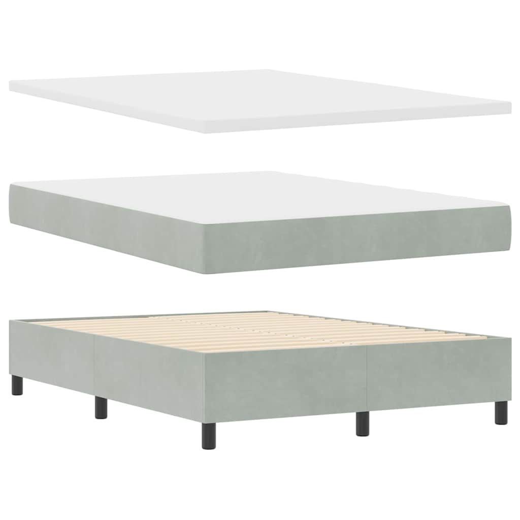 vidaXL LED Boxspringbett mit Matratze Hellgrau 140 x 200 cm Stoff
