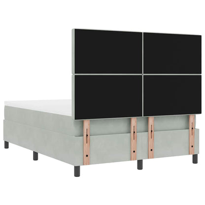 vidaXL LED Boxspringbett mit Matratze Hellgrau 140 x 200 cm Stoff
