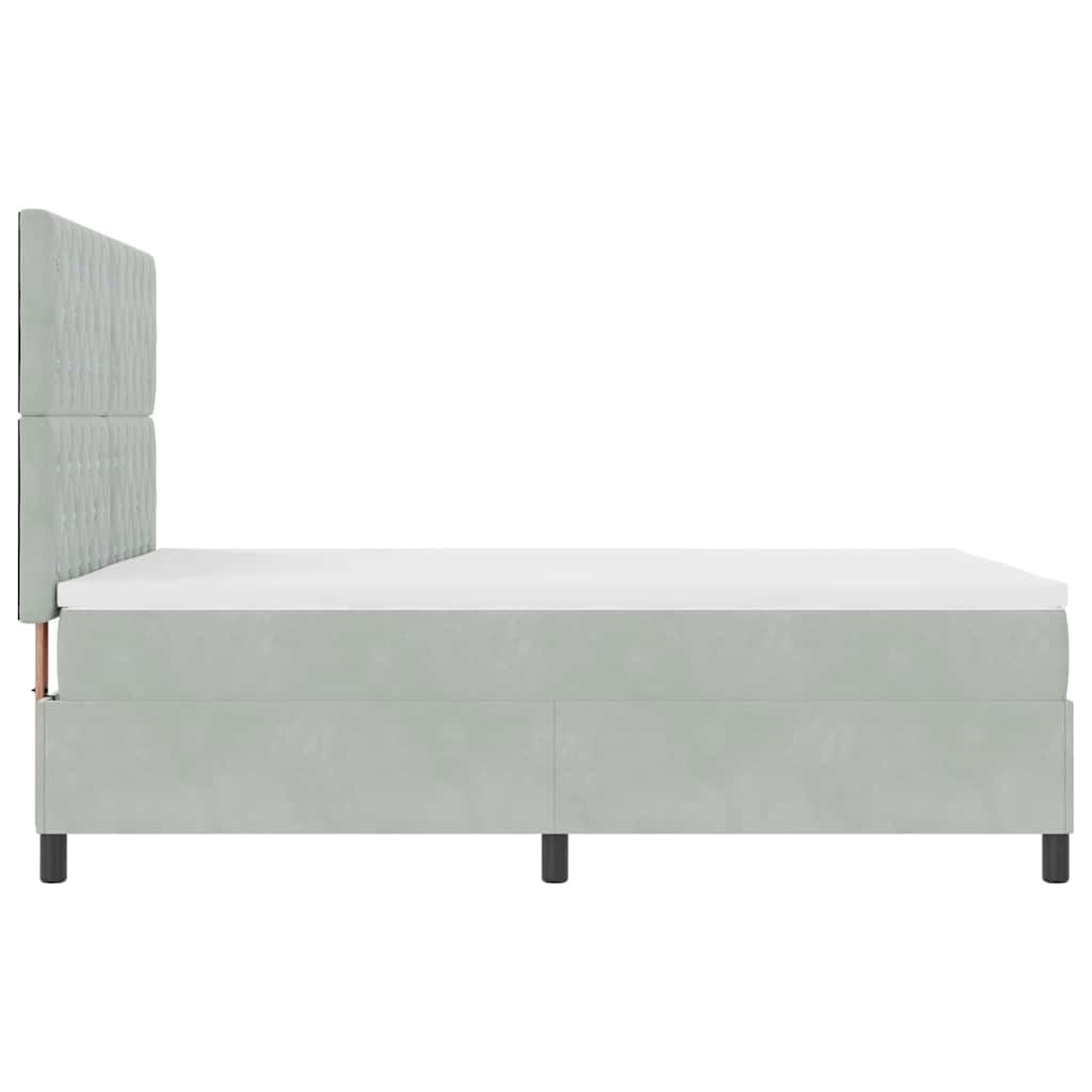vidaXL LED Boxspringbett mit Matratze Hellgrau 140 x 200 cm Stoff