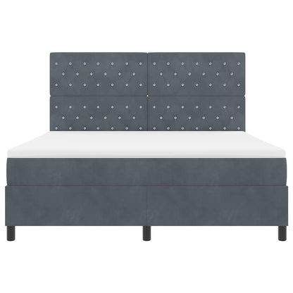 LED Boxspringbett mit Matratze Dunkelgrau 180 x 200 cm Stoff