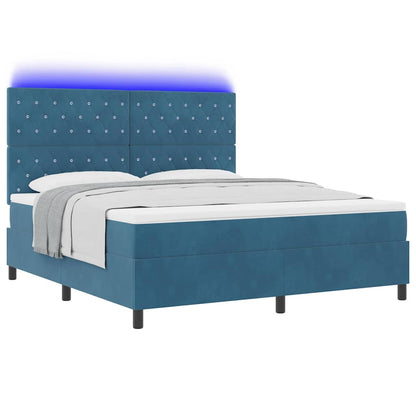 LED Boxspringbett mit Matratze Dunkelblau 180 x 200 cm Stoff