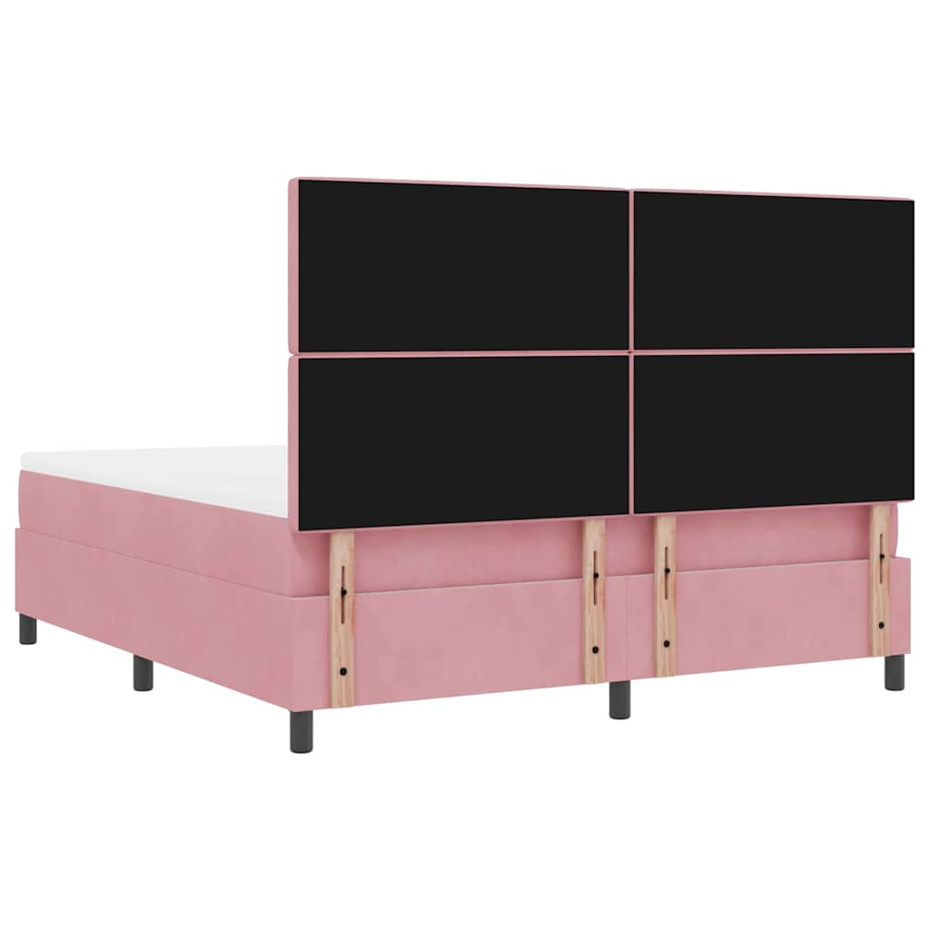 LED Boxspringbett mit Matratze Rosa 180 x 200 cm Stoff