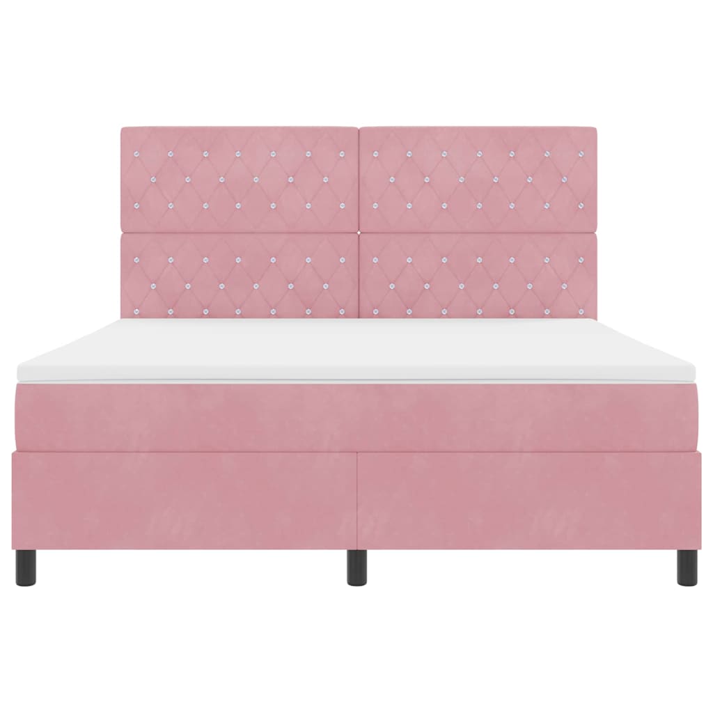 LED Boxspringbett mit Matratze Rosa 180 x 200 cm Stoff