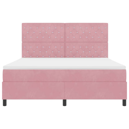 LED Boxspringbett mit Matratze Rosa 180 x 200 cm Stoff