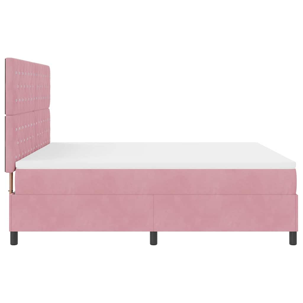 LED Boxspringbett mit Matratze Rosa 180 x 200 cm Stoff