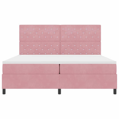 LED Boxspringbett mit Matratze Rosa 200 x 200 cm Samt