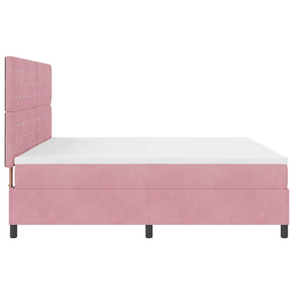LED Boxspringbett mit Matratze Rosa 200 x 200 cm Samt