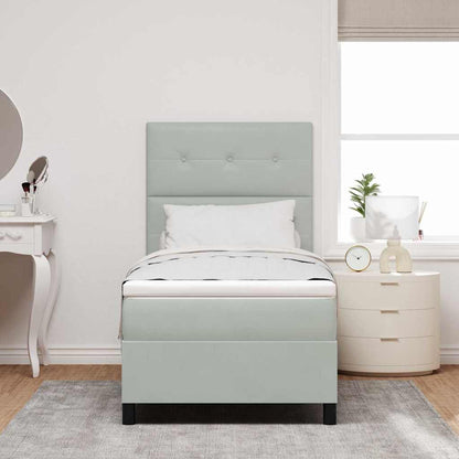 vidaXL LED Boxspringbett mit Matratze Hellgrau 90 x 190 cm Stoff