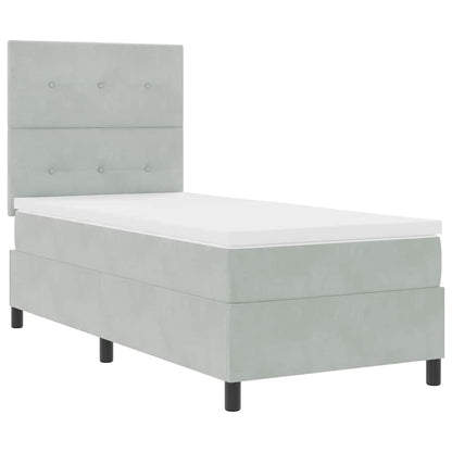 vidaXL LED Boxspringbett mit Matratze Hellgrau 90 x 190 cm Stoff