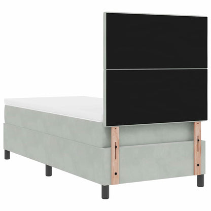 vidaXL LED Boxspringbett mit Matratze Hellgrau 90 x 190 cm Stoff