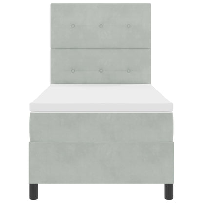 vidaXL LED Boxspringbett mit Matratze Hellgrau 90 x 190 cm Stoff