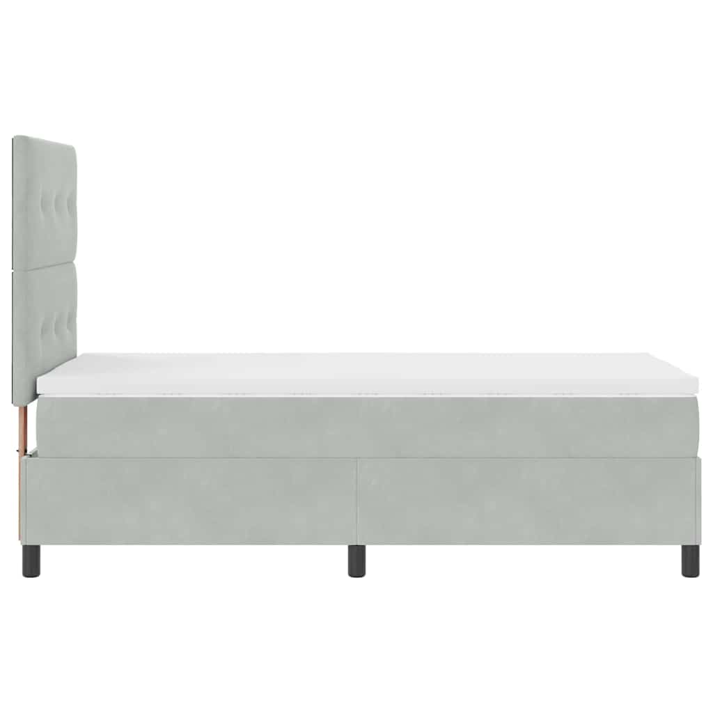 vidaXL LED Boxspringbett mit Matratze Hellgrau 90 x 190 cm Stoff