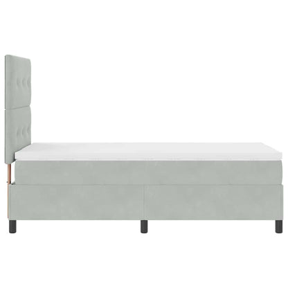 vidaXL LED Boxspringbett mit Matratze Hellgrau 90 x 190 cm Stoff