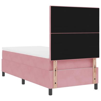 LED Boxspringbett mit Matratze Rosa 90 x 190 cm Stoff